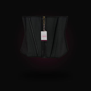 BLACKOUT SCULPT — faja corset de cintura en negro, vista frontal con cierre de zipper