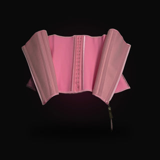 BADDIE PINK — faja corset abierta mostrando la columna de ganchos