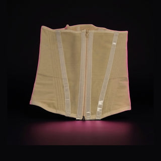 Faja NUDE ILLUSION de Baddie Glam PR, corset de cintura en látex color crema con cierre frontal de zipper
