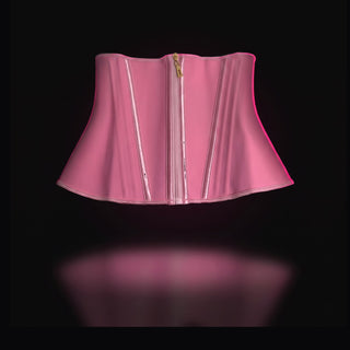Faja BADDIE PINK vista lateral, látex rosa con varillas verticales